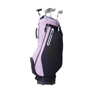 36" Golf Cart Bag – 14-Way Divider, Multiple Pockets w/ Dust Cover & Detachable Strap (Black/Purple, Unisex)