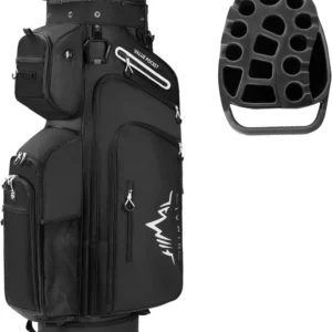 14-Way Golf Cart Bag, Premium Full Length Golf Bag for Men with Magnetic Leather Pocket, Handles and Rain Cover
