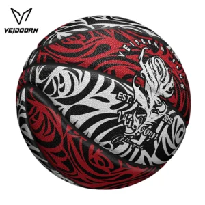 Veidoorn Rose Pattern Basketball Stylish Floral Design Outdoor/Indoor Sports Ball for Men and Women Rubber Ball