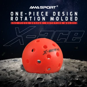 AMA Sport X-ACE Pickleballs - 40 Hole Outdoor Pickleball Balls- Crack-Resistant ONE Piece Balls - 100% POP-Red