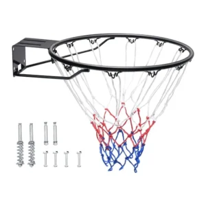 Heavy Duty Basketball Rim Adjustable Hoop Replacement with Net Double Sturdy Steel Flex Goal 18 Indoor Outdoor Hanging