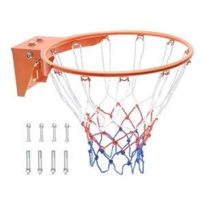 Wall Mounted Heavy Duty Q235 Steel Flex Rim Basketball Hoop 18 Replacement Net Included for kids Adults Indoor Outdoor Hanging