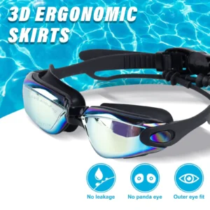 4pcs Professional Swimming Goggles Set for Adults - Adjustable Strap & Nose Bridge, Anti-Fog UV Protection, Leak-Proof Swim Glas